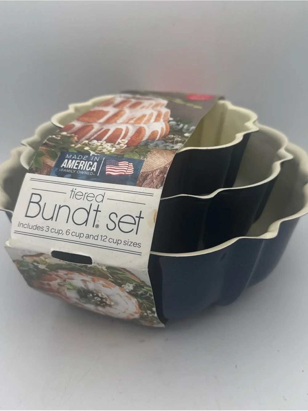 Nordic Ware Colors 3 Piece Tiered Bundt Pan Set Blue New USA Made Aluminum